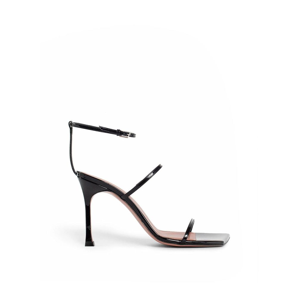 Amina Muaddi Patent Leather Strappy Heels - Black