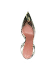 Amina Muaddi Glass-Like Snake Print Slingback Heels - Musk