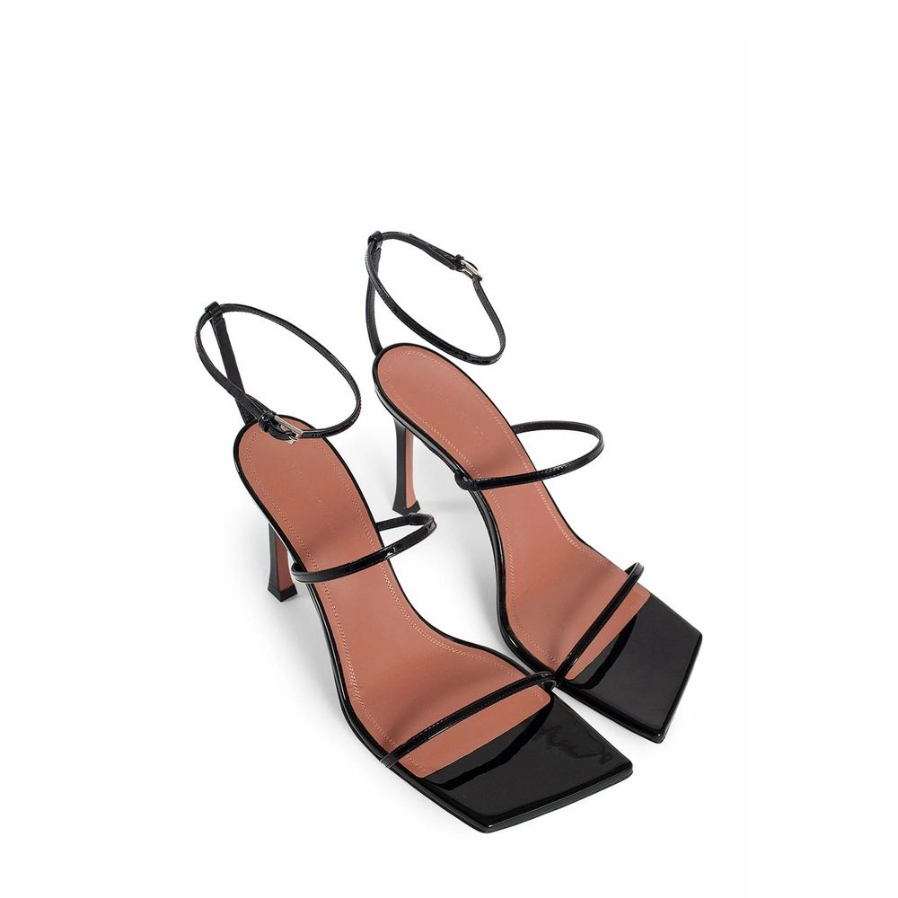 Amina Muaddi Patent Leather Strappy Heels - Black