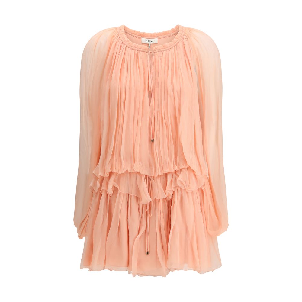 Chloé Peach Silk Mini Dress