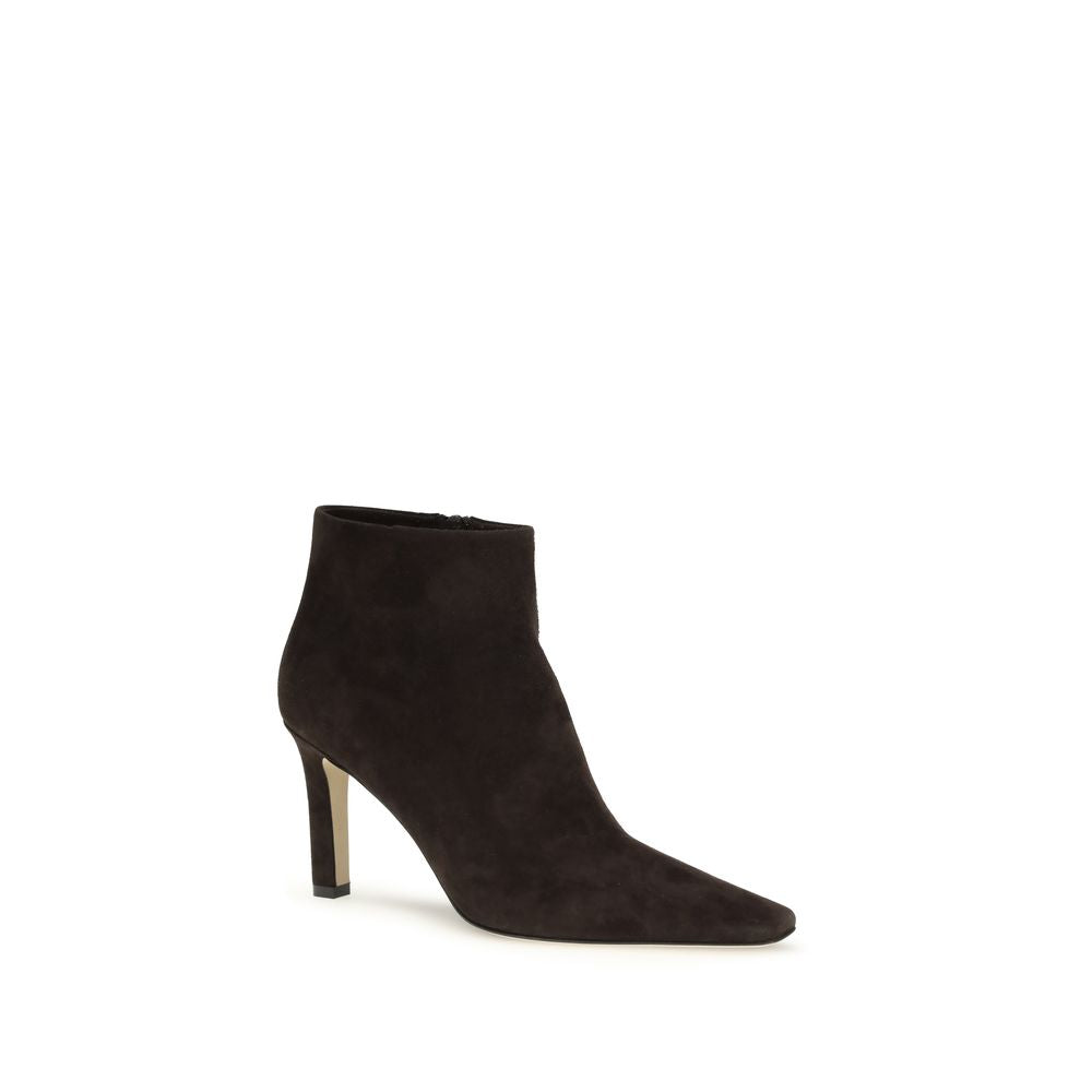 The Row Goatskin Leather Ankle Boots - Dark Chocolate