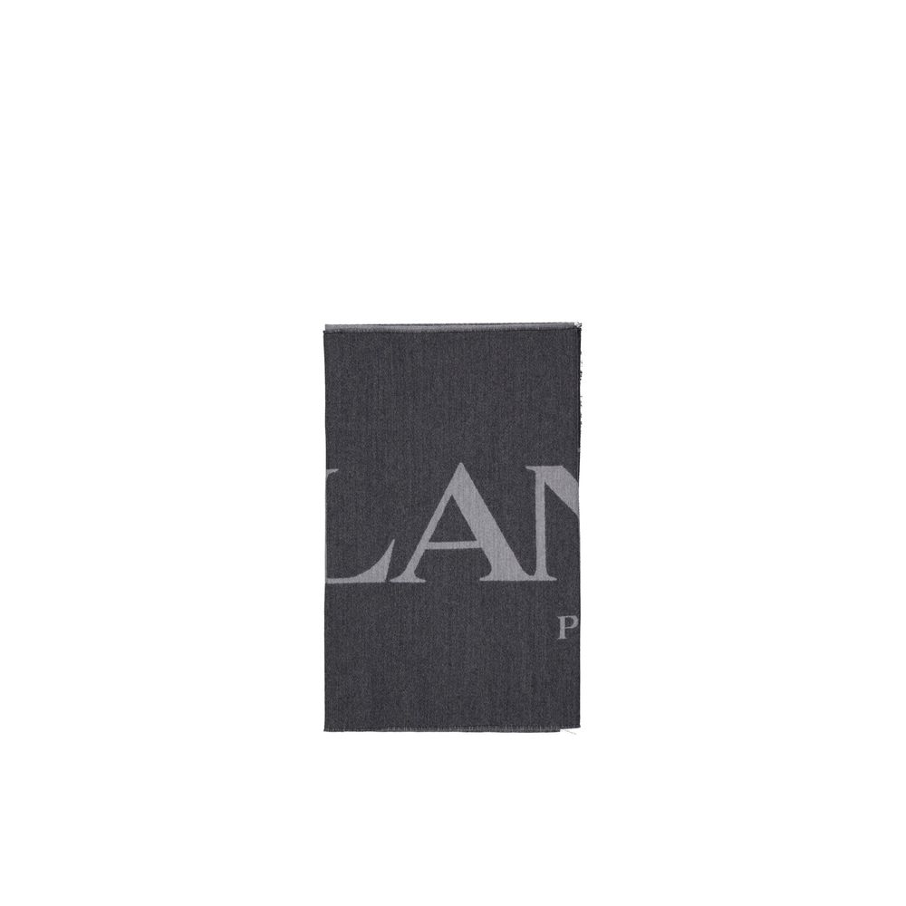 Lanvin Logo Gray/Grey Wool-Silk Scarf
