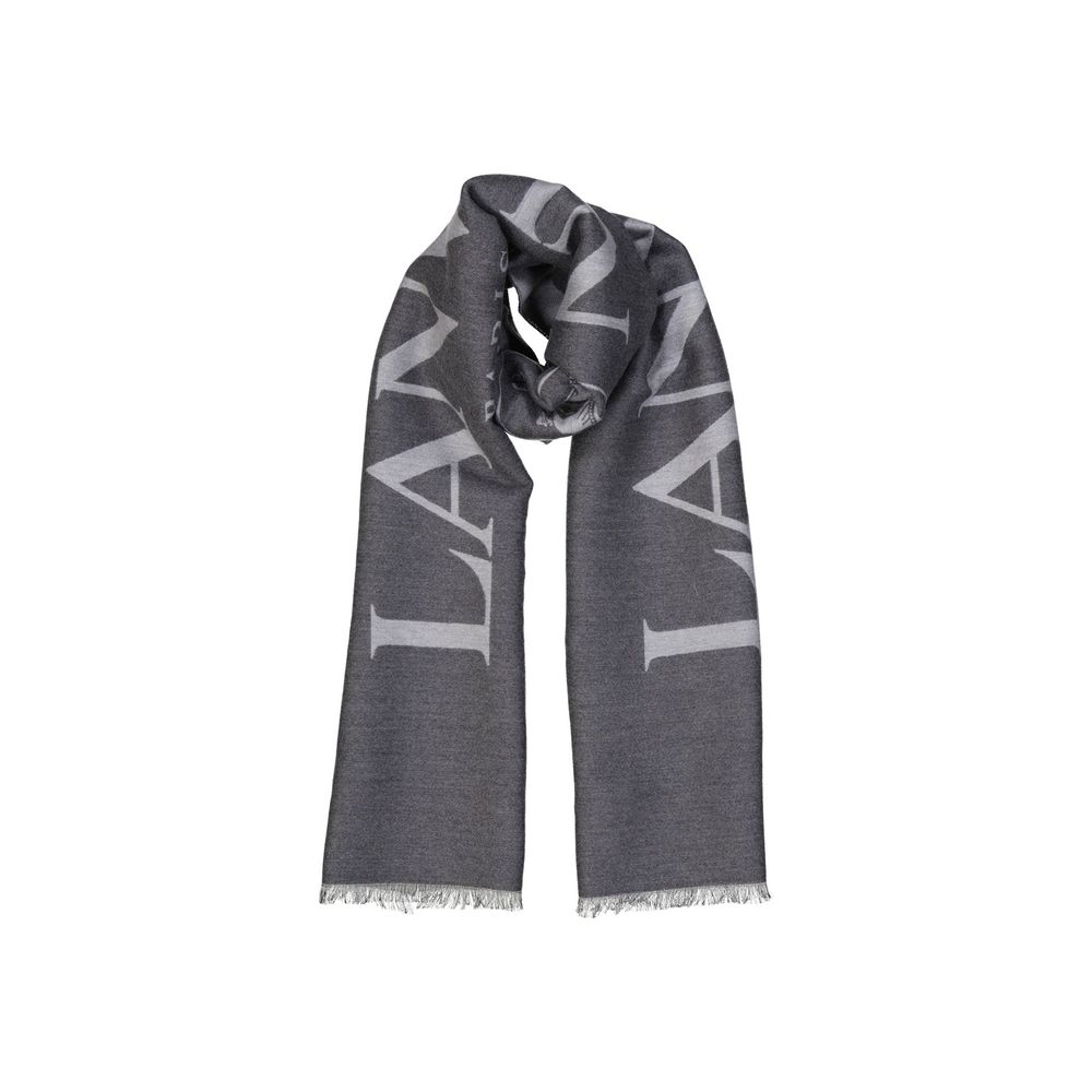 Lanvin Logo Gray/Grey Wool-Silk Scarf