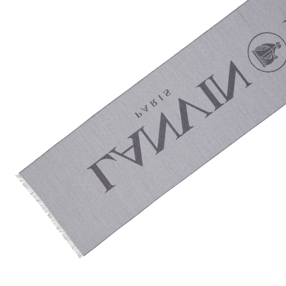 Lanvin Logo Gray/Grey Wool-Silk Scarf