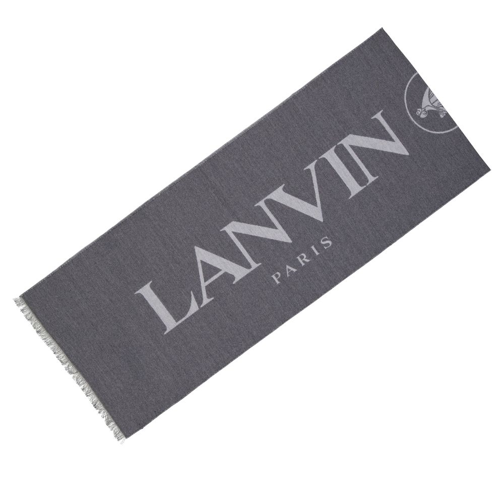 Lanvin Logo Gray/Grey Wool-Silk Scarf