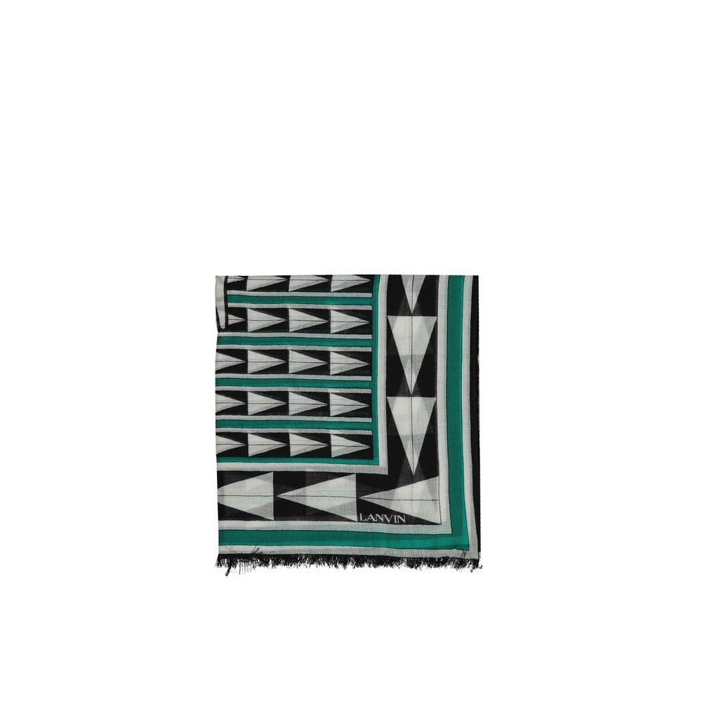 Lanvin Logo Geometric Wool Scarf