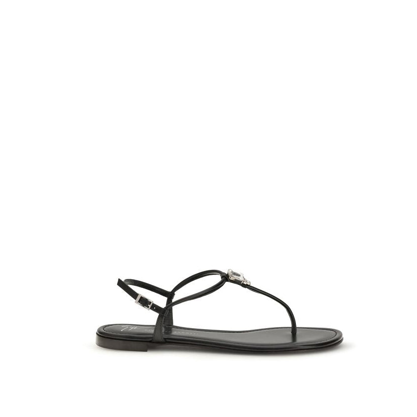 Giuseppe Zanotti Pia Mizuki Leather Flat Sandals - Black