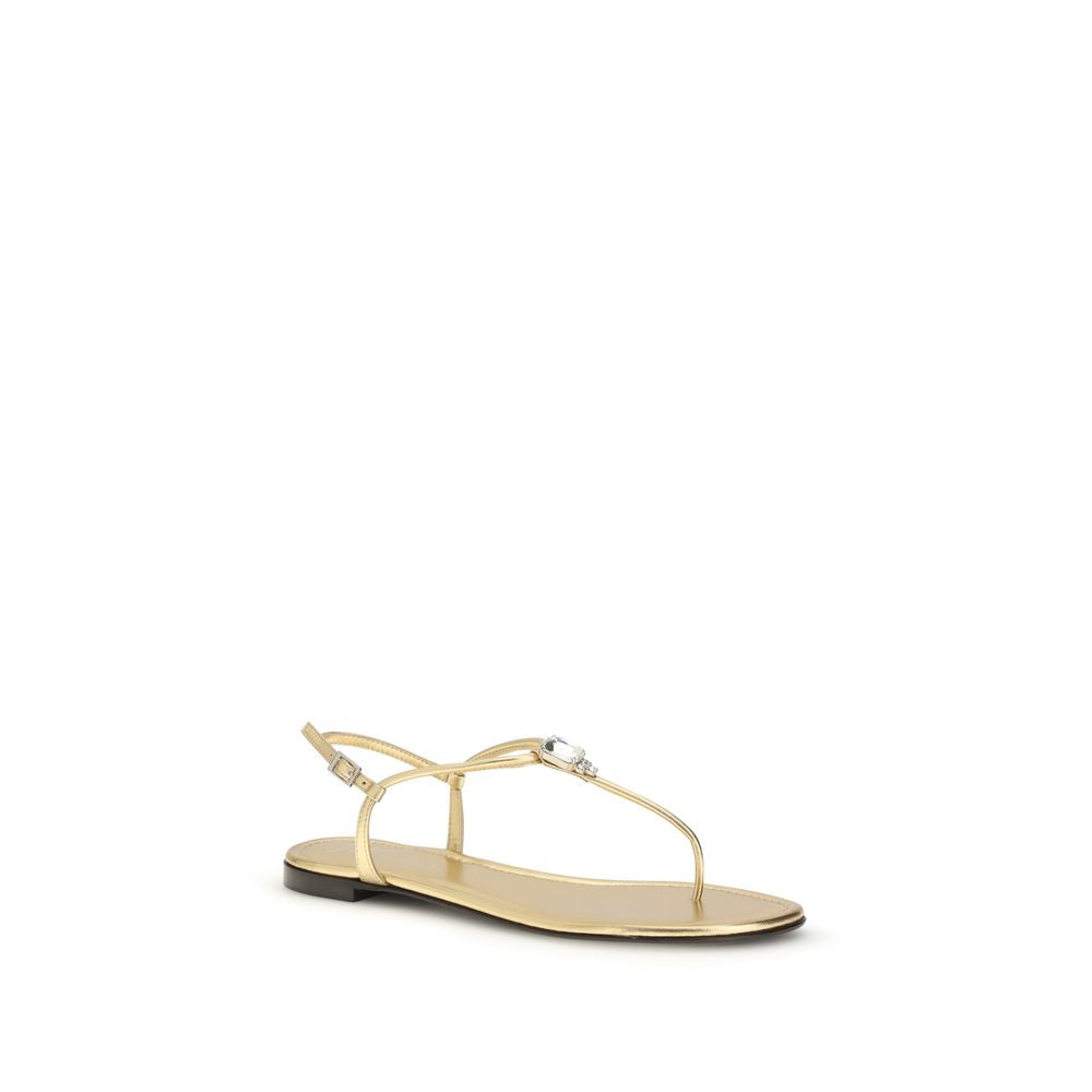Giuseppe Zanotti Pia Mizuki Leather Flat Sandals - Gold