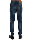 Frankie Morello Slim Fit Distressed Jeans - Medium Blue