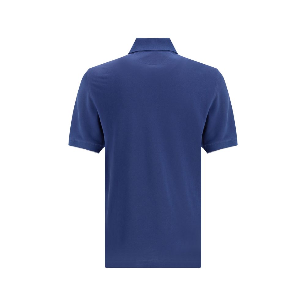 Brunello Cucinelli Azure Blue Cotton Polo Shirt