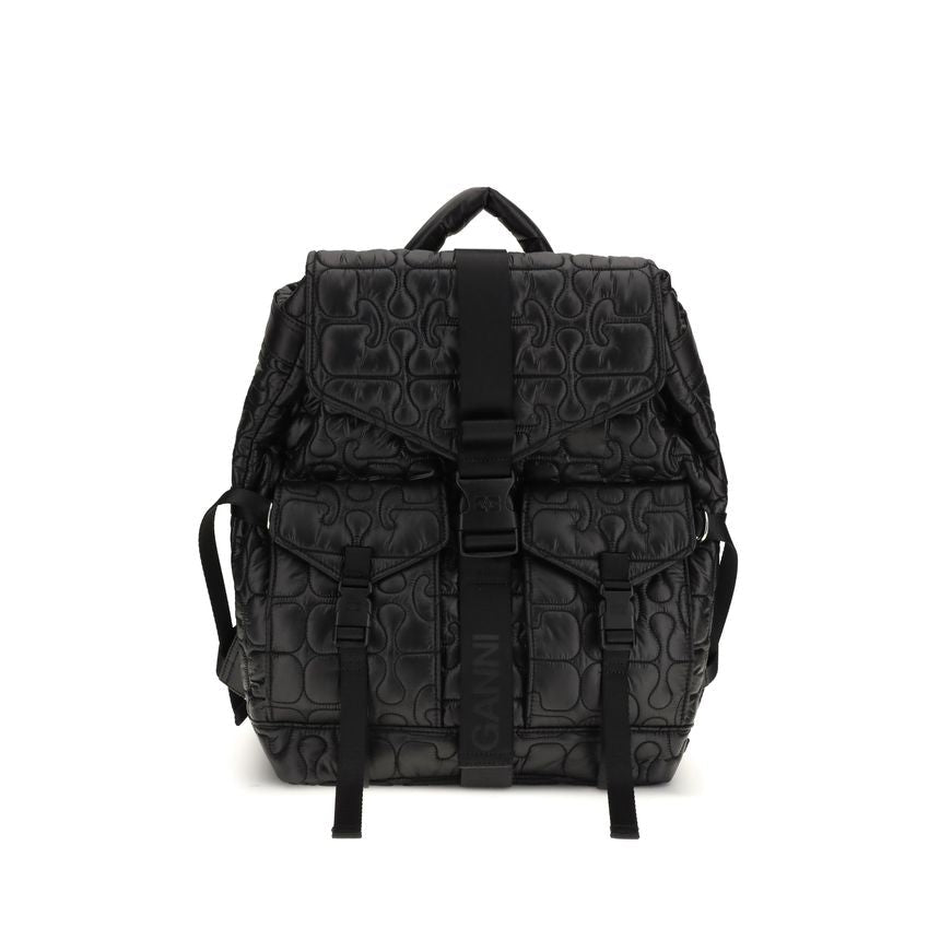 Ganni Quilted Backpack - Black