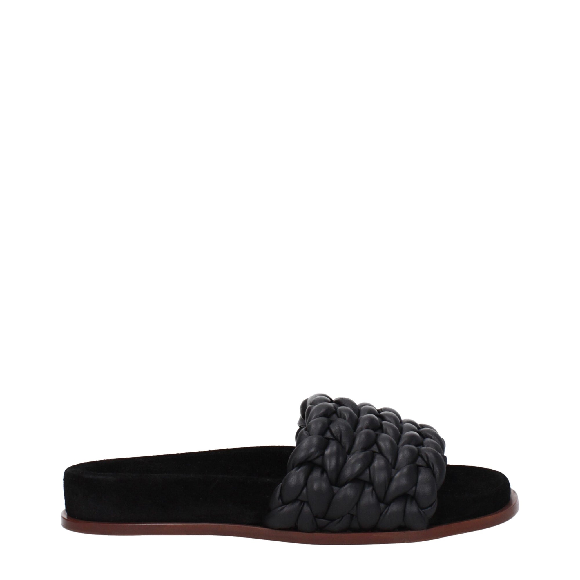 Chloé Black Woven Leather Slippers