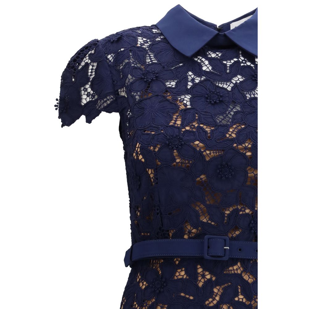 Self-Portrait Guipure Lace Midi Cocktail Dress