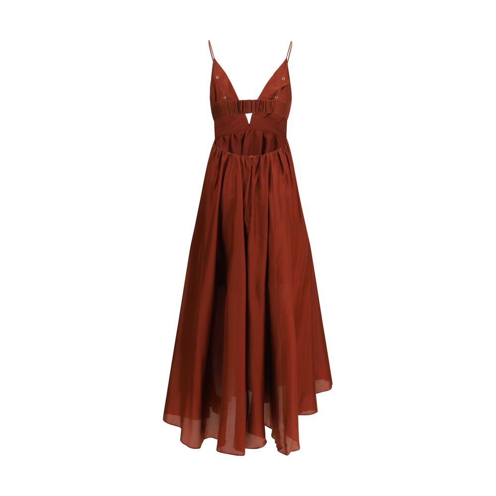 Zimmermann Wanderlust Bordeaux Silk Maxi-Long Dress