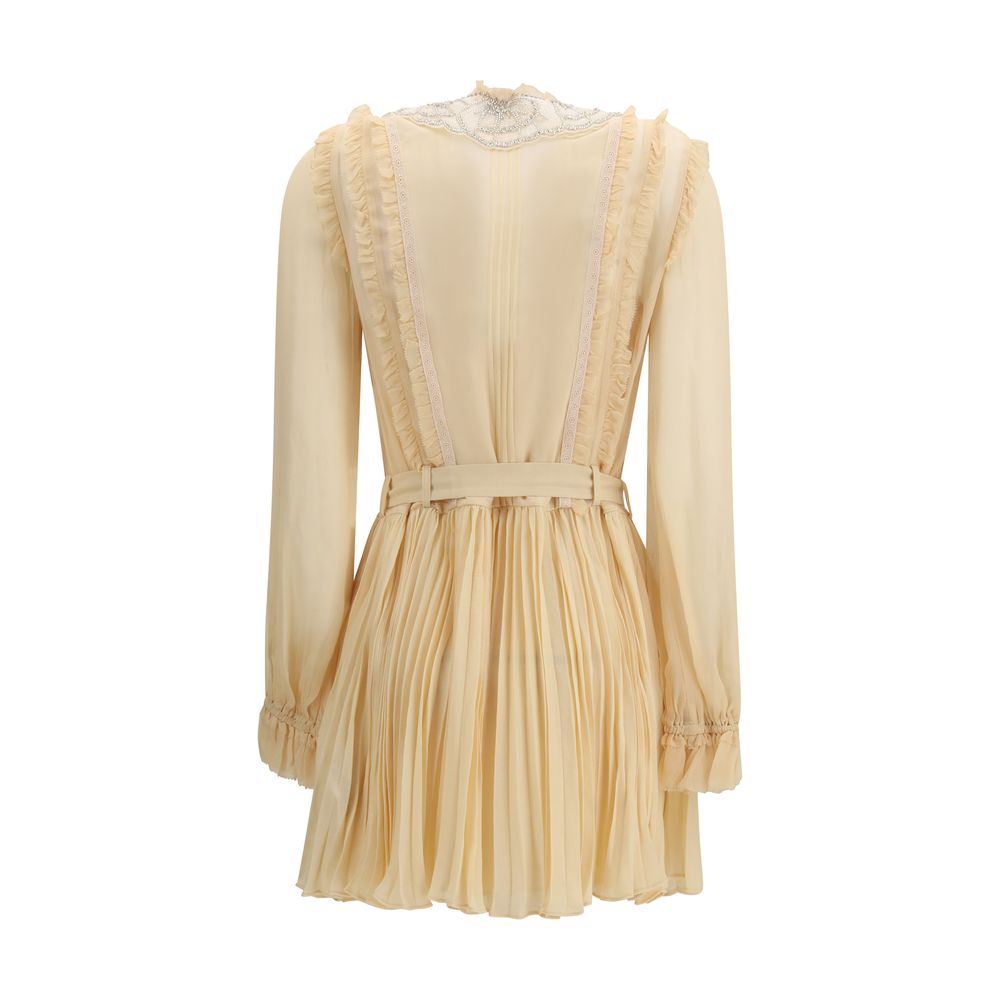 Self-Portrait Pleated Georgette Mini Dress