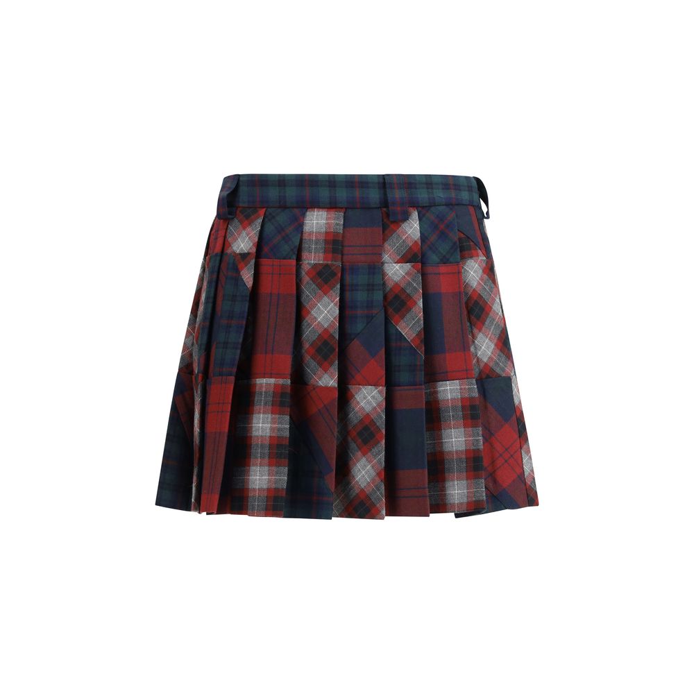 Miu Miu Checkered Virgin Wool Mini Skirt