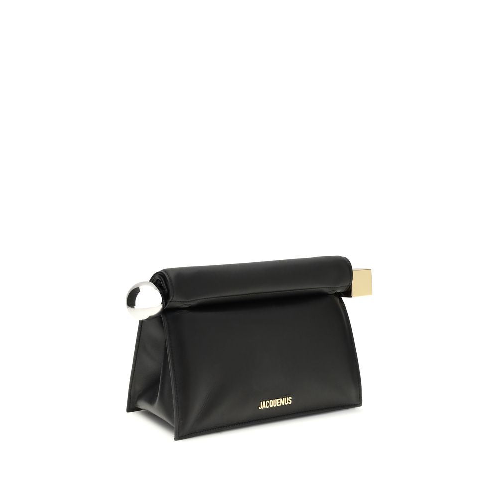 Jacquemus Rond Carré Black Leather Clutch Bag