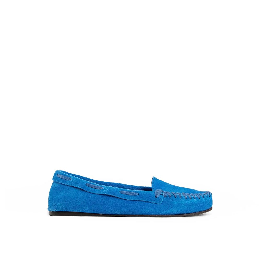 The Row Suede Leather Moccasin - Blue