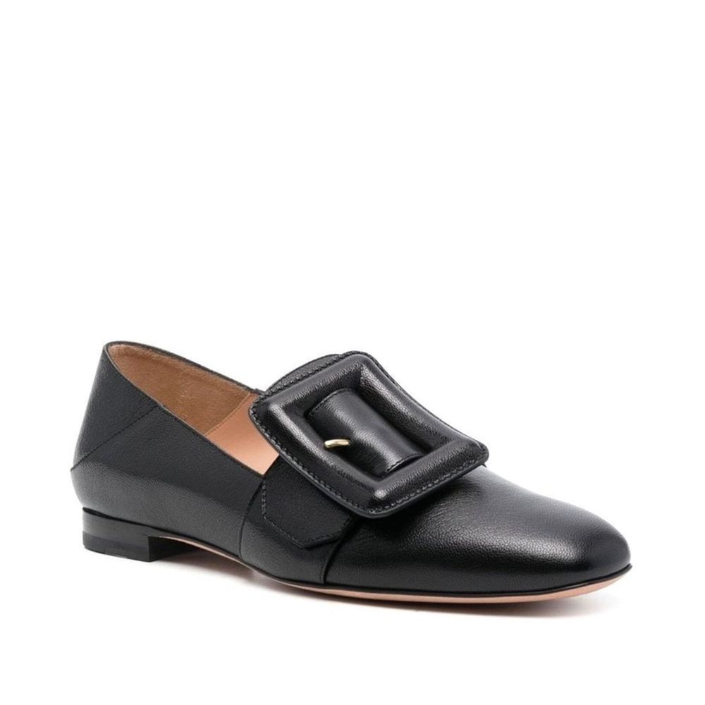 Bally Buckle Embellished Leather Loafers - Black
