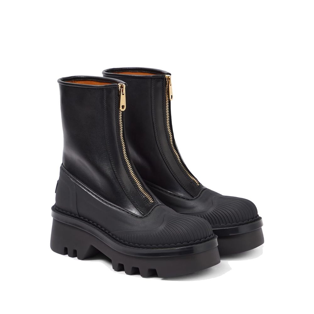 Chloé Black Leather Ankle Boots