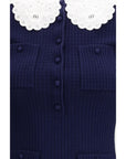 Self-Portrait Taffeta & Lace Pointelle Knit Mini Dress