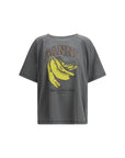Ganni Banana Graphic  Cotton T-Shirt - Gray/Grey