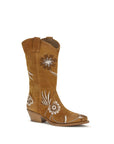 P.A.R.O.S.H. Floral Print Suede Leather Texan Ankle Boots