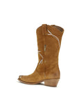 P.A.R.O.S.H. Floral Print Suede Leather Texan Ankle Boots