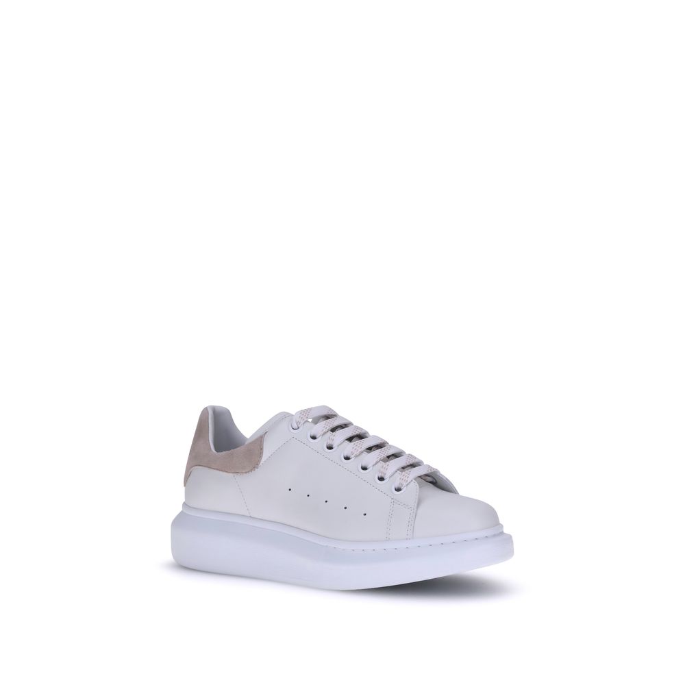 Alexander McQueen Beige & White Leather Platform Sneakers