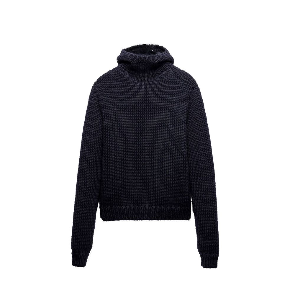 Prada Wool High-Neck Hooded Sweater - Blue