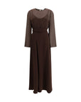 P.A.R.O.S.H. Cady Chiffon Midi Dress - Brown
