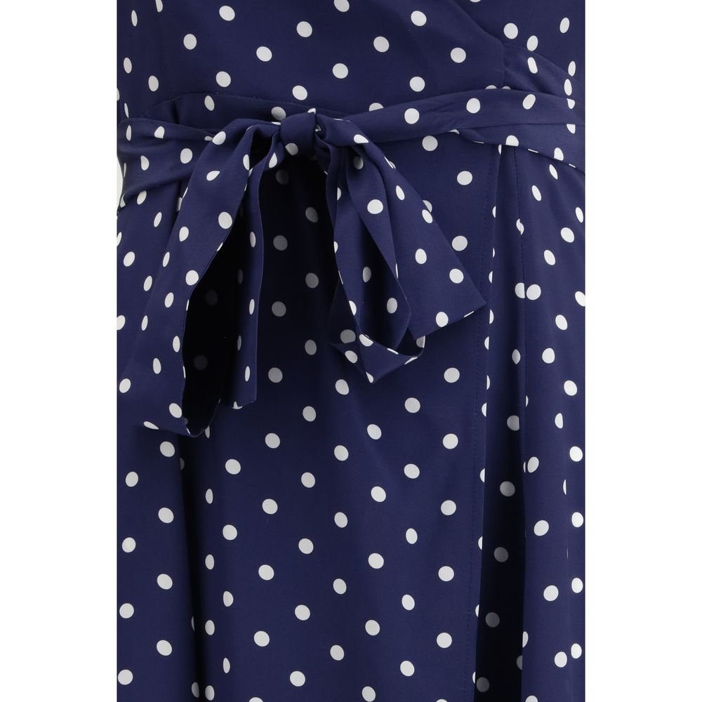 P.A.R.O.S.H. Polka Dot Halter Neck MIDI Dress - Blue