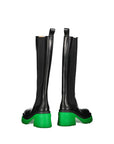 Bottega Veneta Black-Green Leather Over The Knee