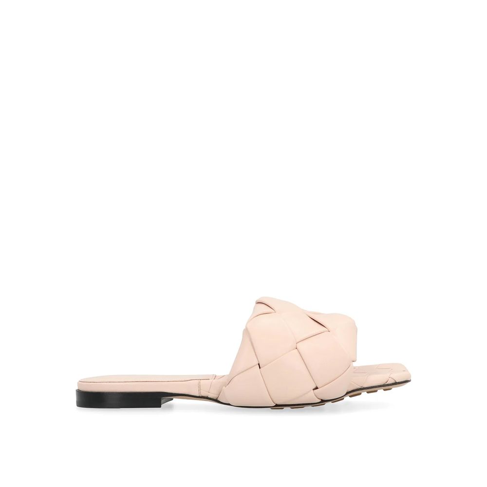 Bottega Veneta Pastel Pink Leather Flat Sandals