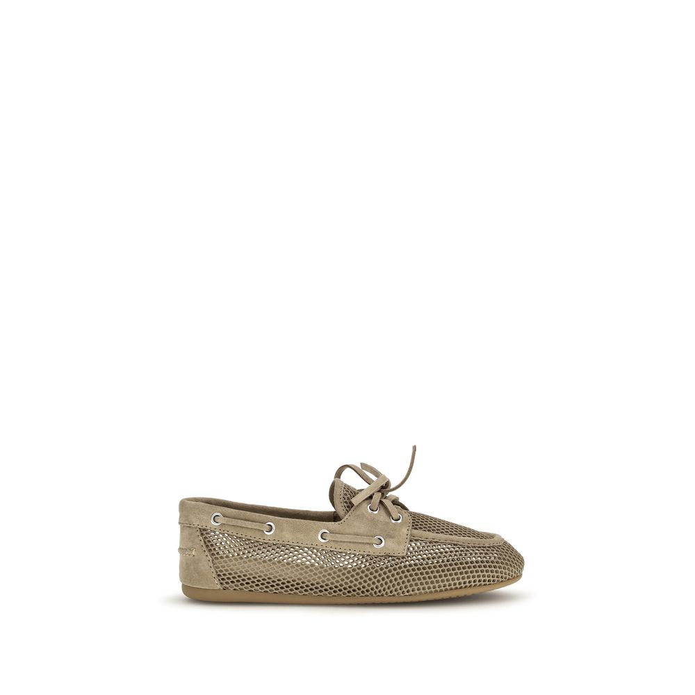 Miu Miu Leather & Mesh Boat Shoes