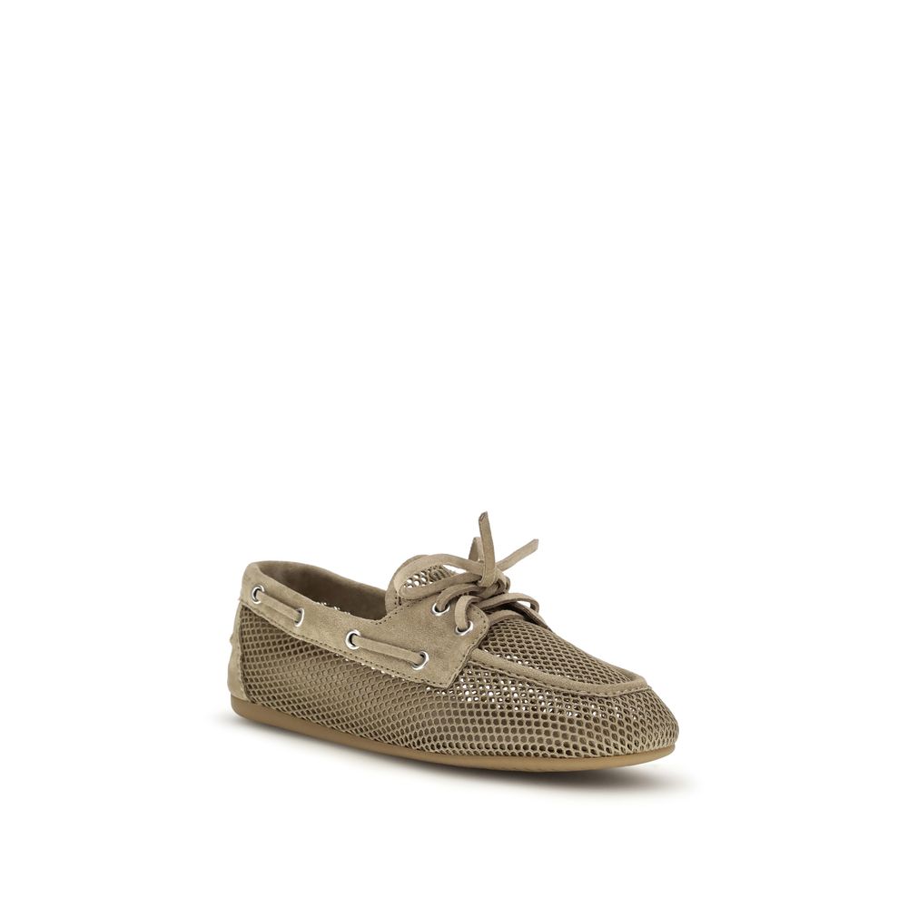 Miu Miu Leather & Mesh Boat Shoes