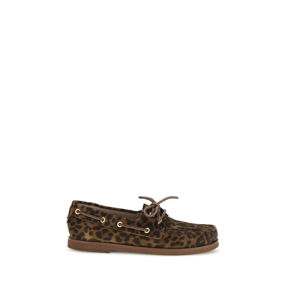 Gianvito Rossi Leopard Print Boat Shoes