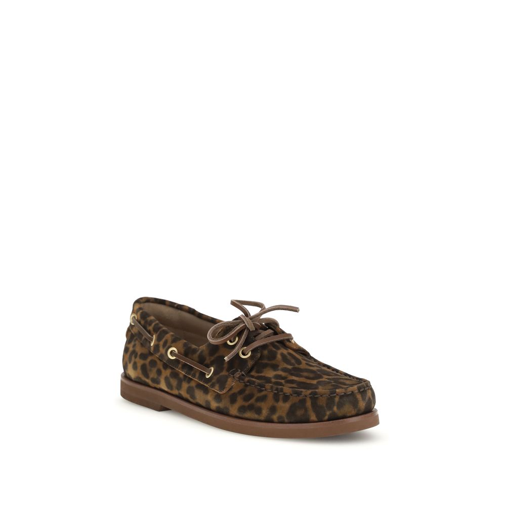 Gianvito Rossi Leopard Print Boat Shoes