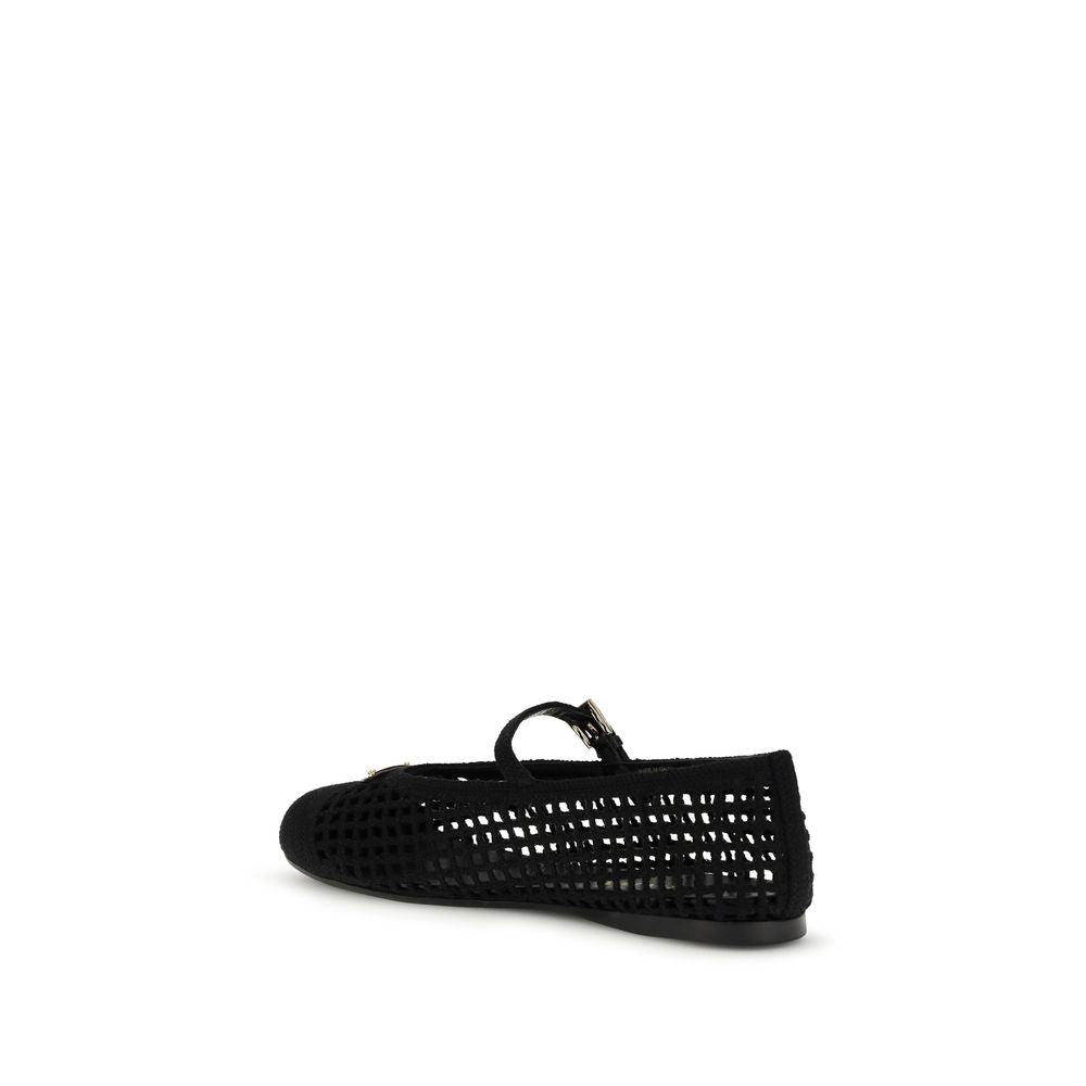 Prada Black Crochet Mary Jane Shoes