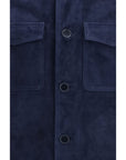 Salvatore Santoro Suede Leather Bomber Jacket - Blue
