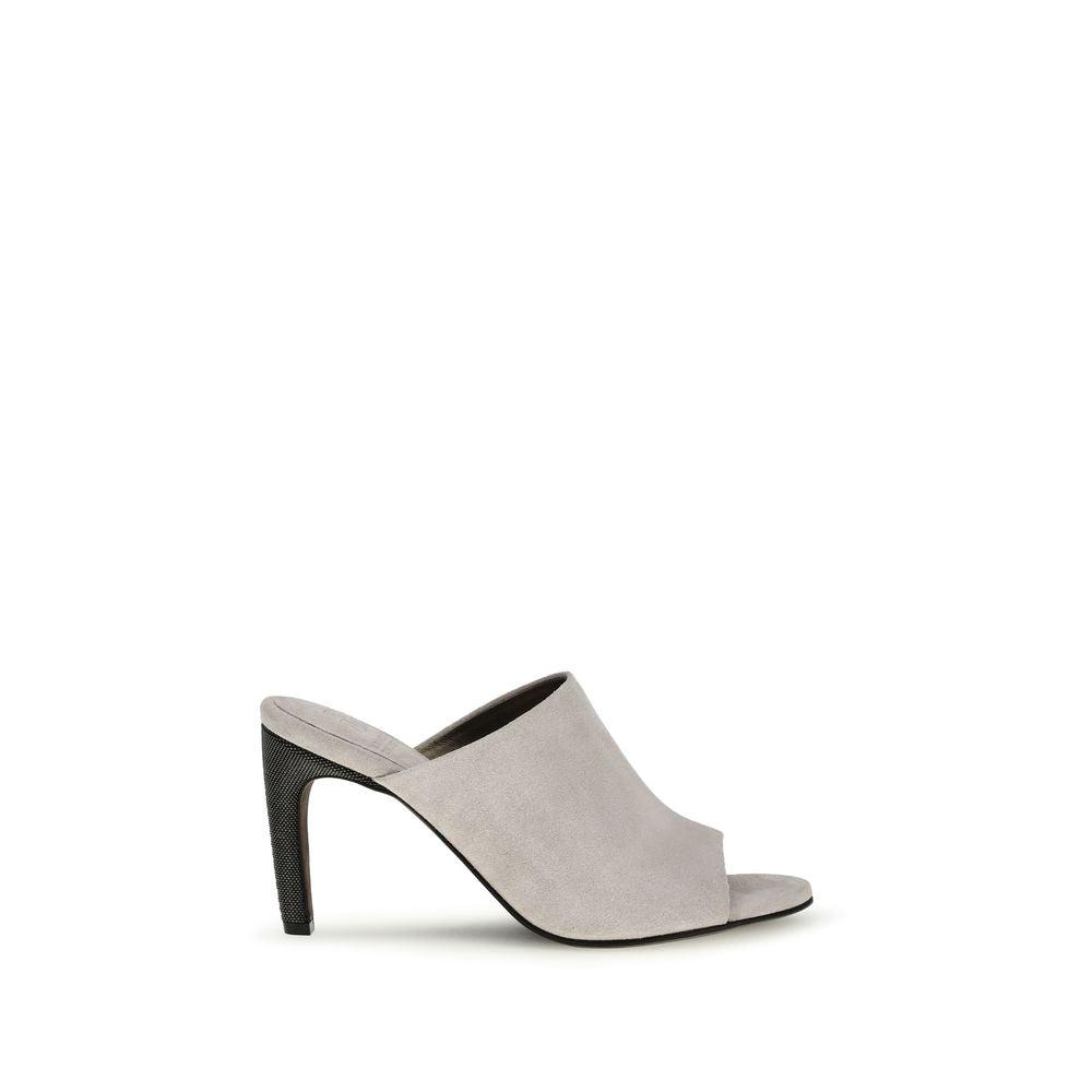 Brunello Cucinelli Suede Leather Sandal Mules