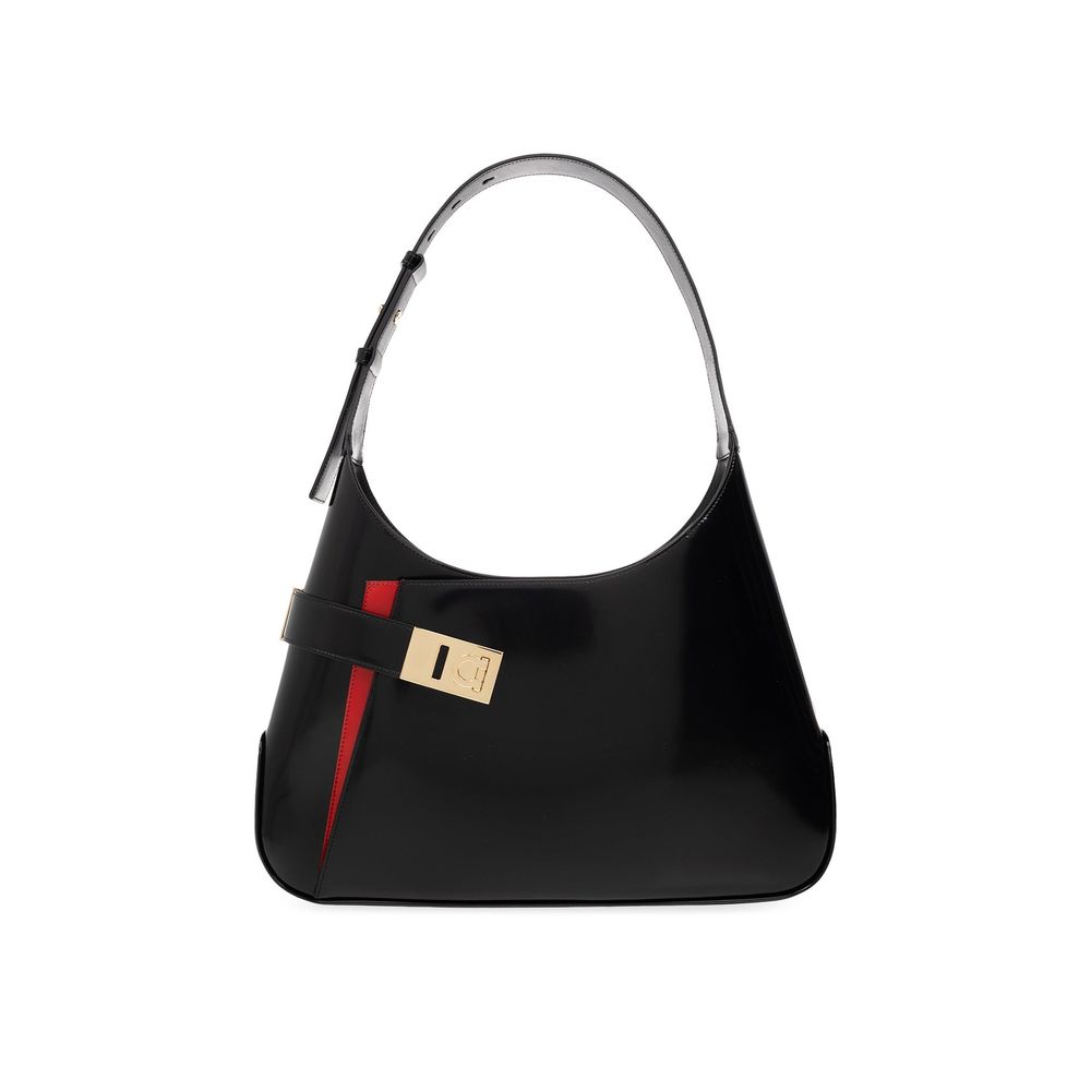 Salvatore Ferragamo Leather Hobo Bag - Black