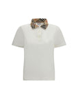 Burberry Checkered Collar White Polo Shirt