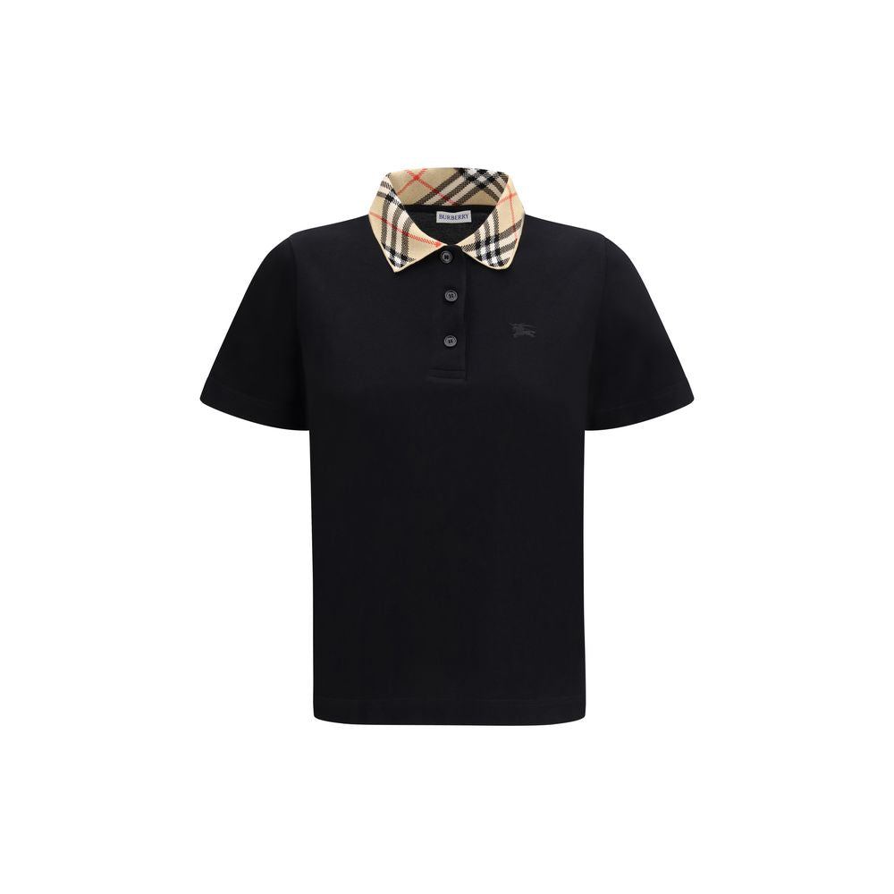 Burberry Checkered Collar Black Polo Shirt
