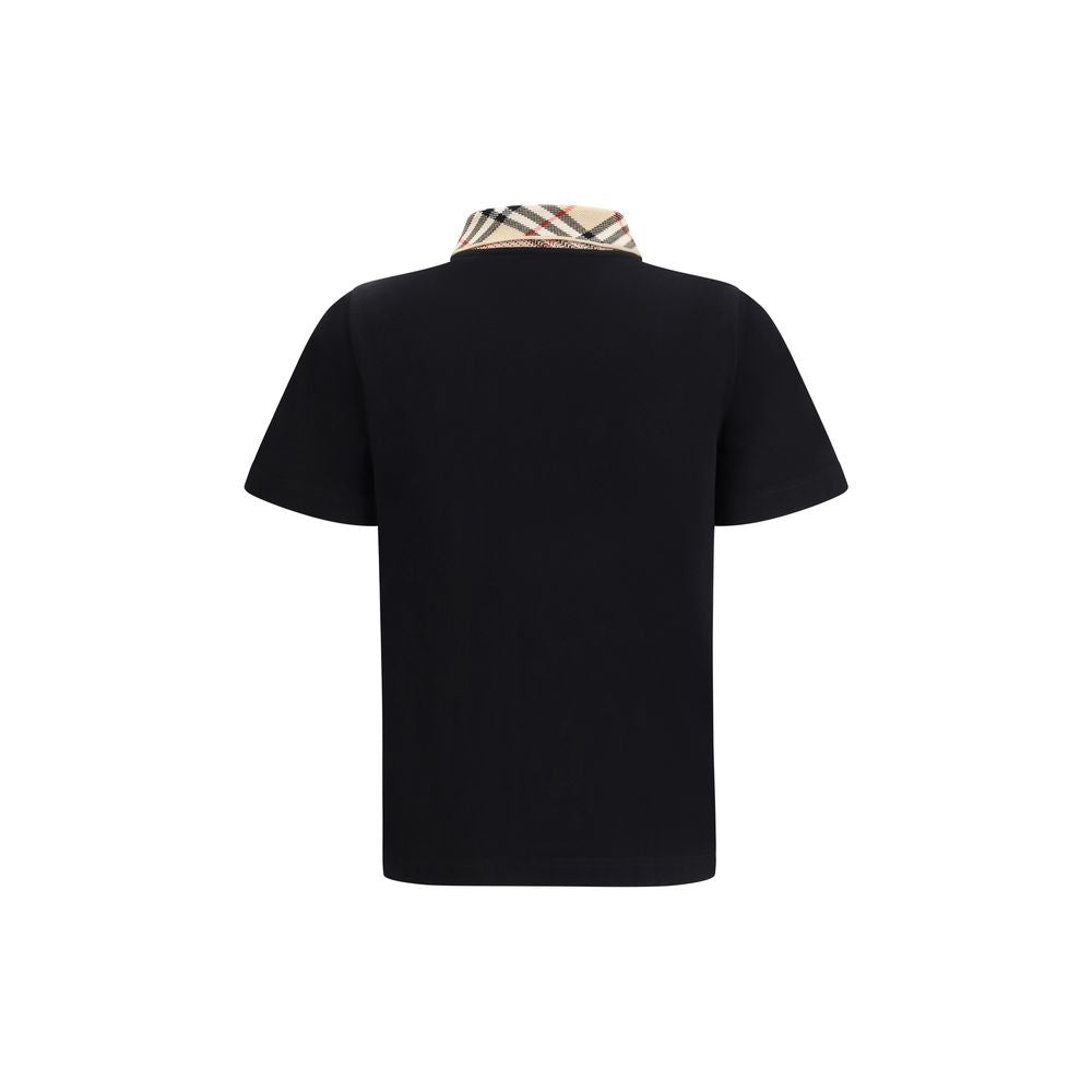 Burberry Checkered Collar Black Polo Shirt