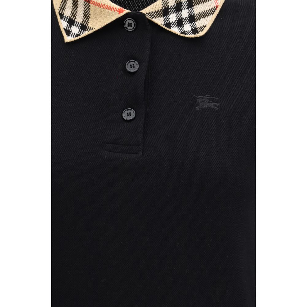 Burberry Checkered Collar Black Polo Shirt