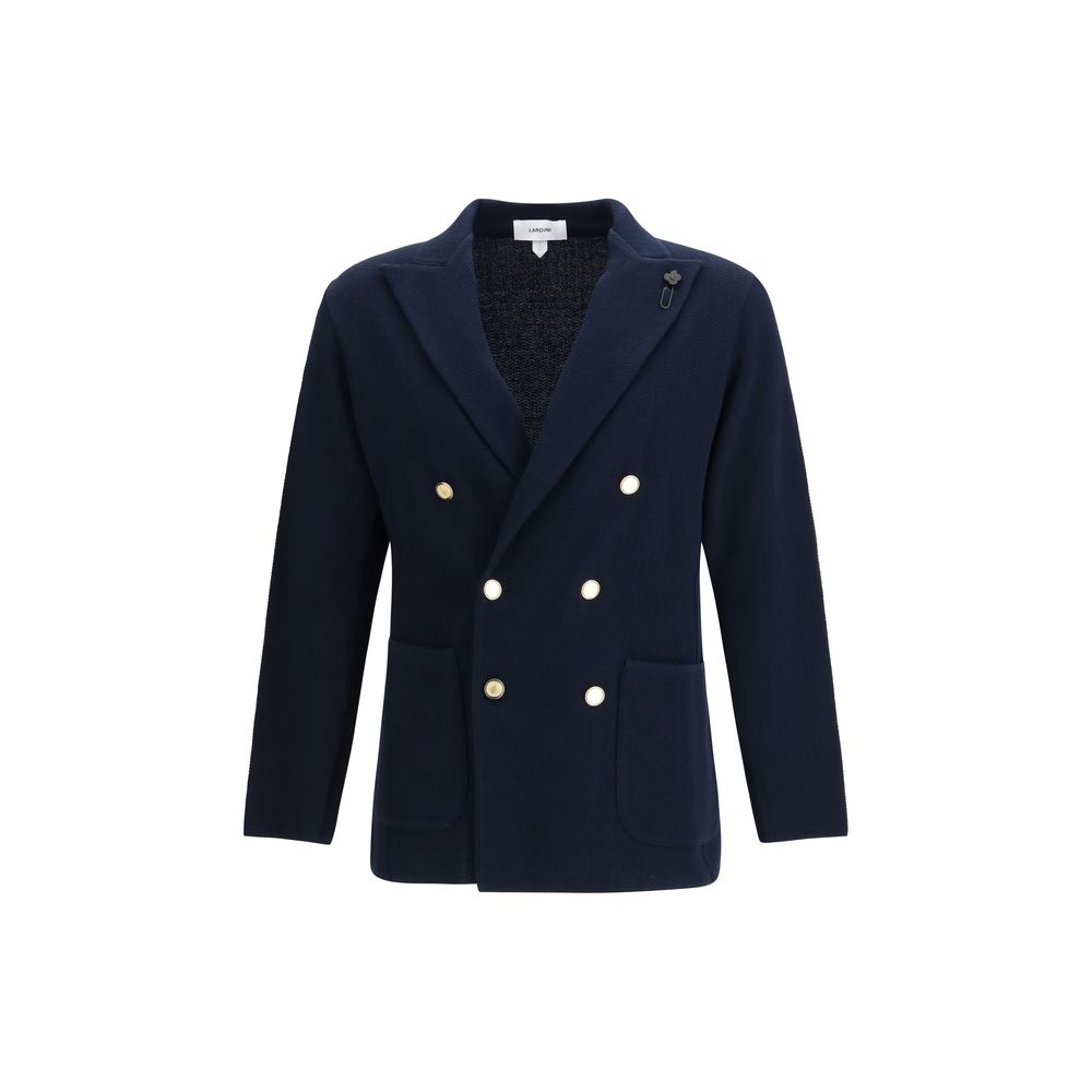 Lardini Deep Blue Cotton Double-Breasted Blazer
