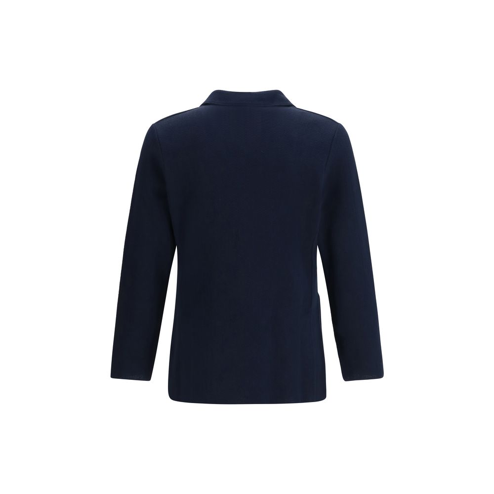 Lardini Deep Blue Cotton Double-Breasted Blazer