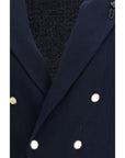 Lardini Deep Blue Cotton Double-Breasted Blazer