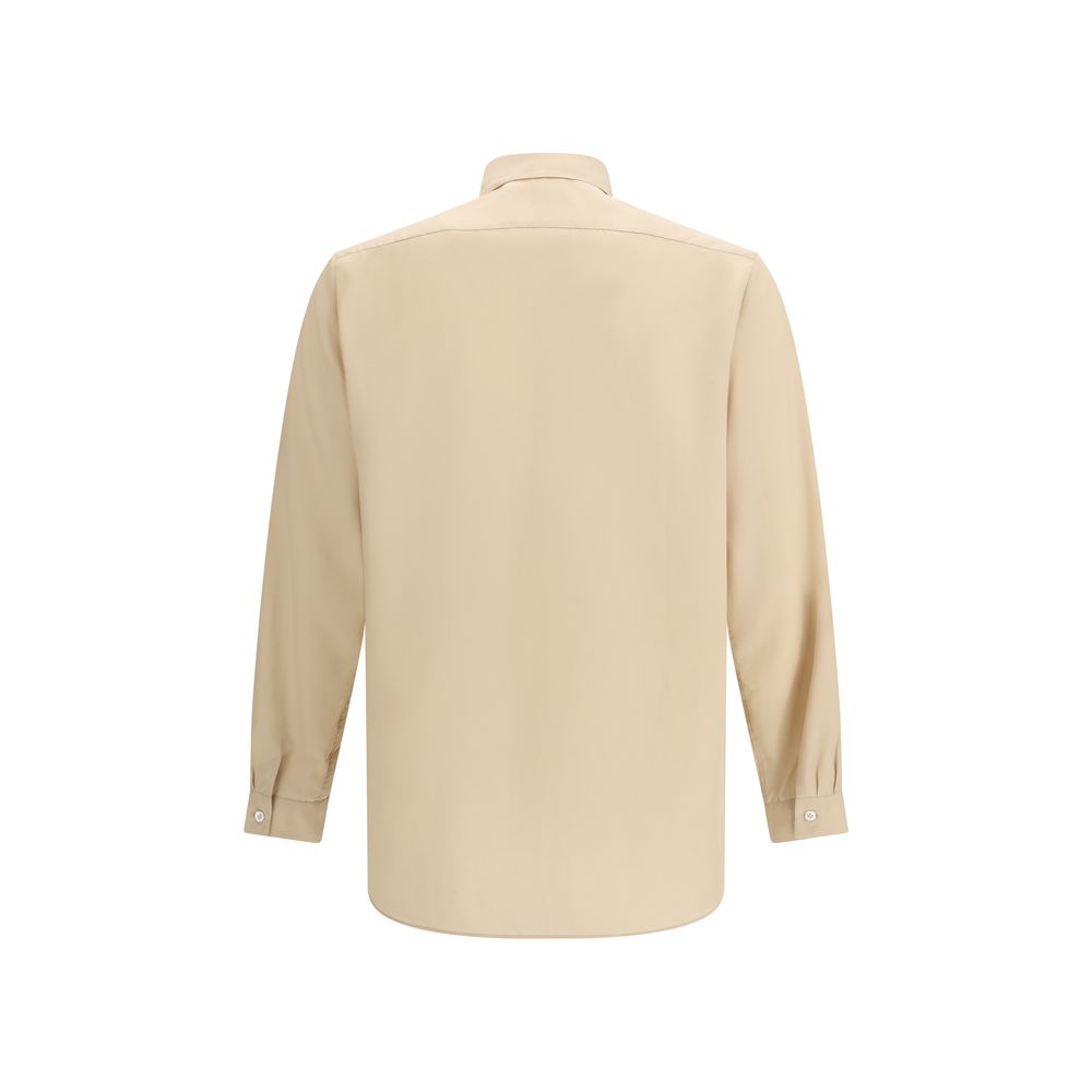 Lardini Beige Tencil-Linen Collar Shirt